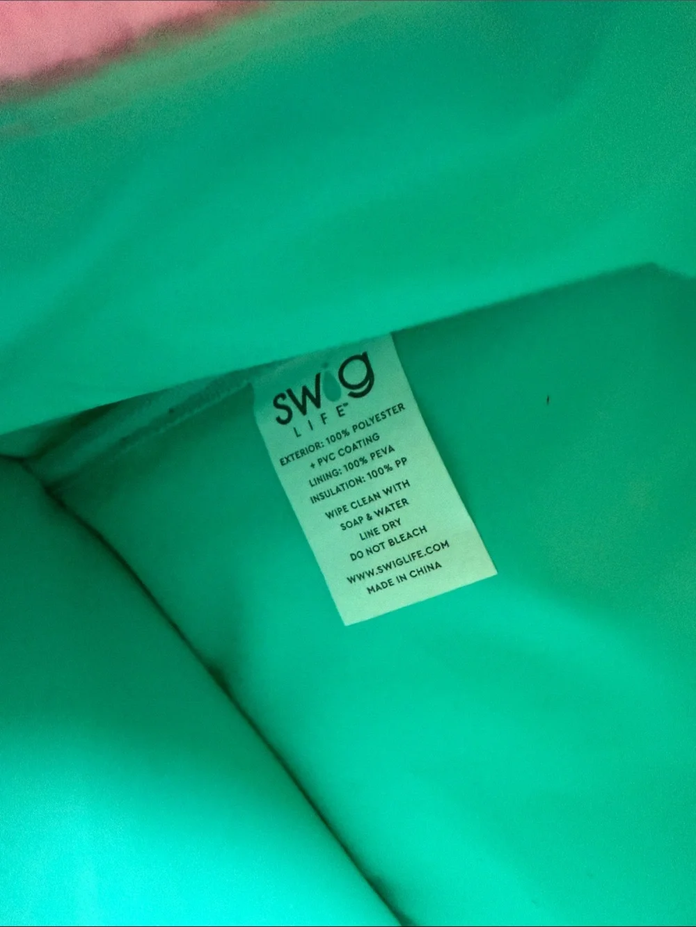 SWIG Pink & Green Tropical Leaf Cosmetic Lunch Bag